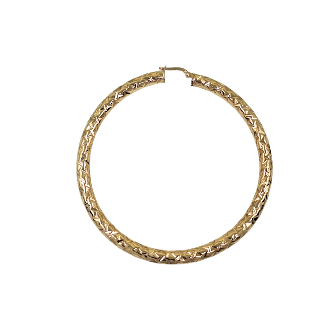 9ct Yellow Gold Patterned Hoop Earrings