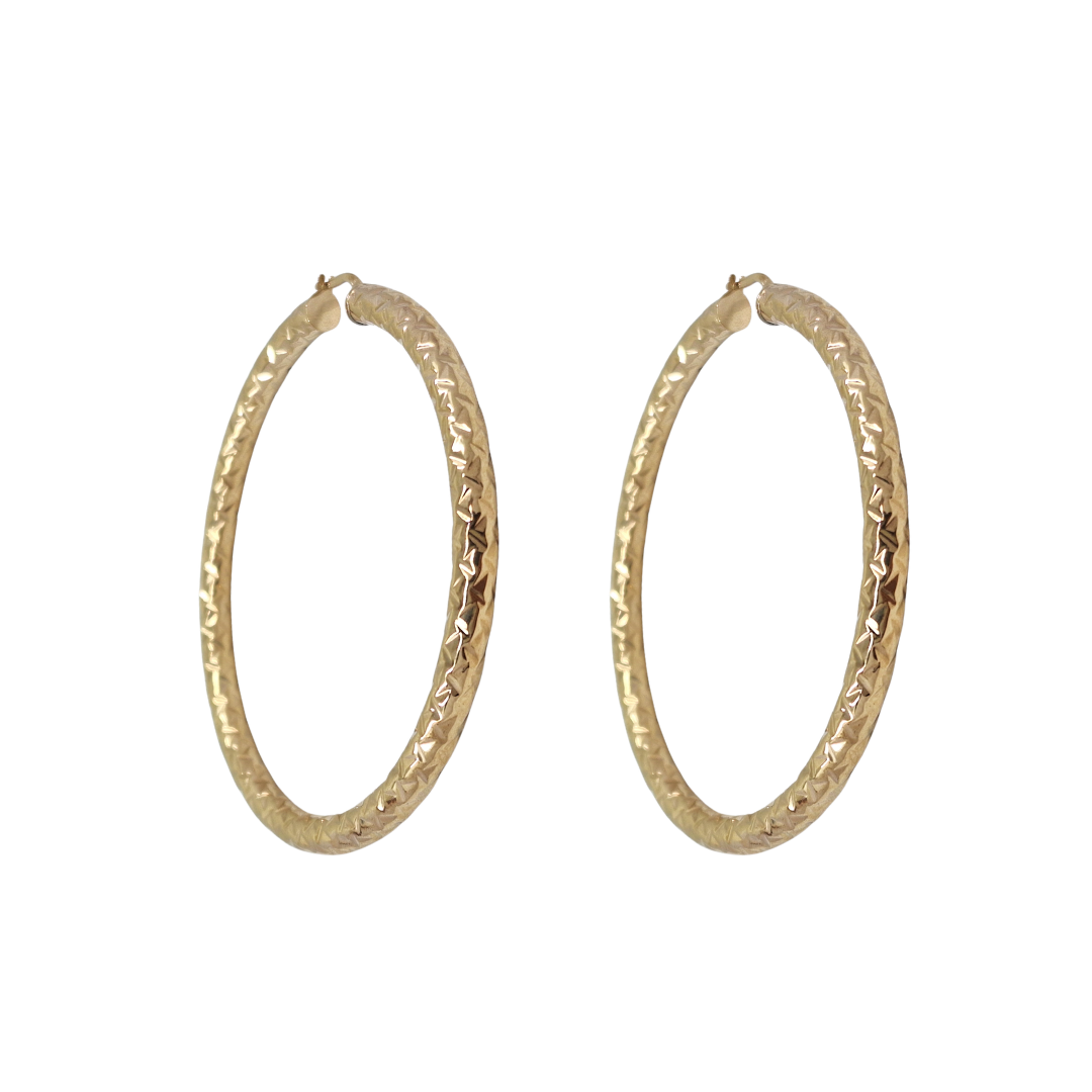 9ct Yellow Gold Patterned Hoop Earrings
