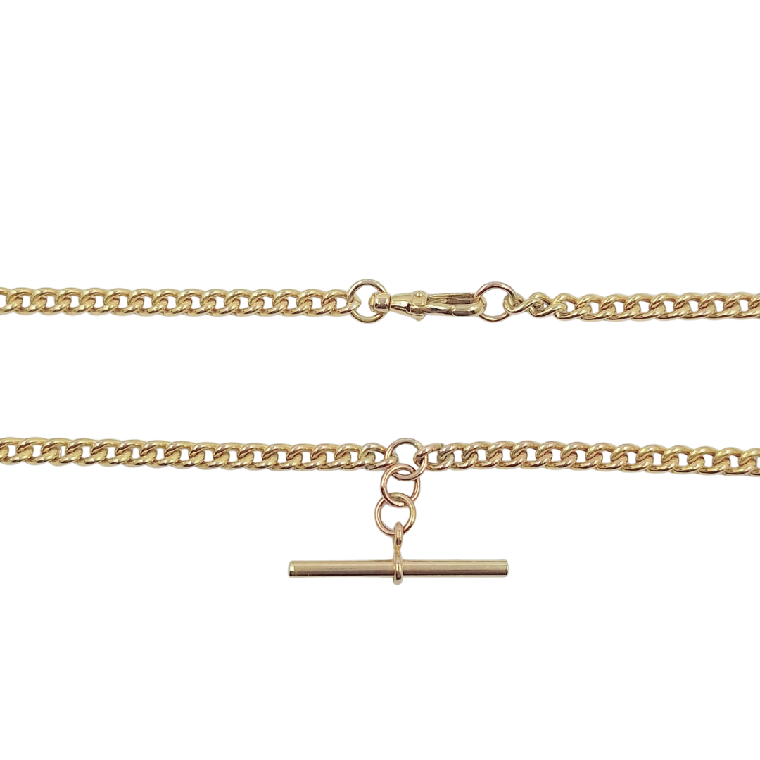 9ct Yellow Gold Albert T Bar Chain 18"