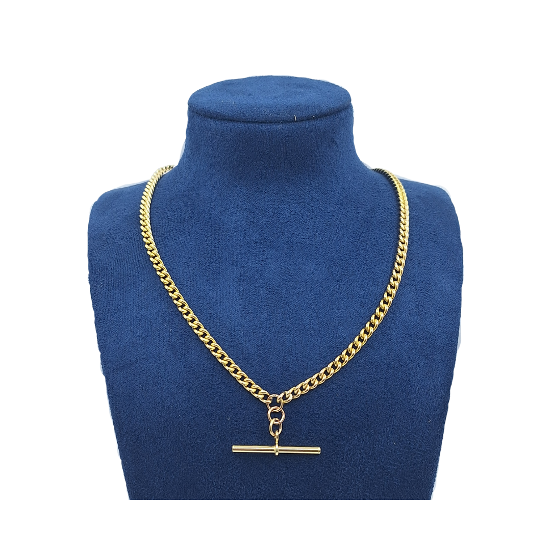 9ct Yellow Gold Albert T Bar Chain 18"