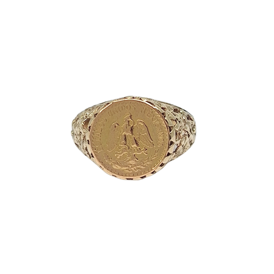 9ct Yellow Gold Mexican Peso Ring 1945
