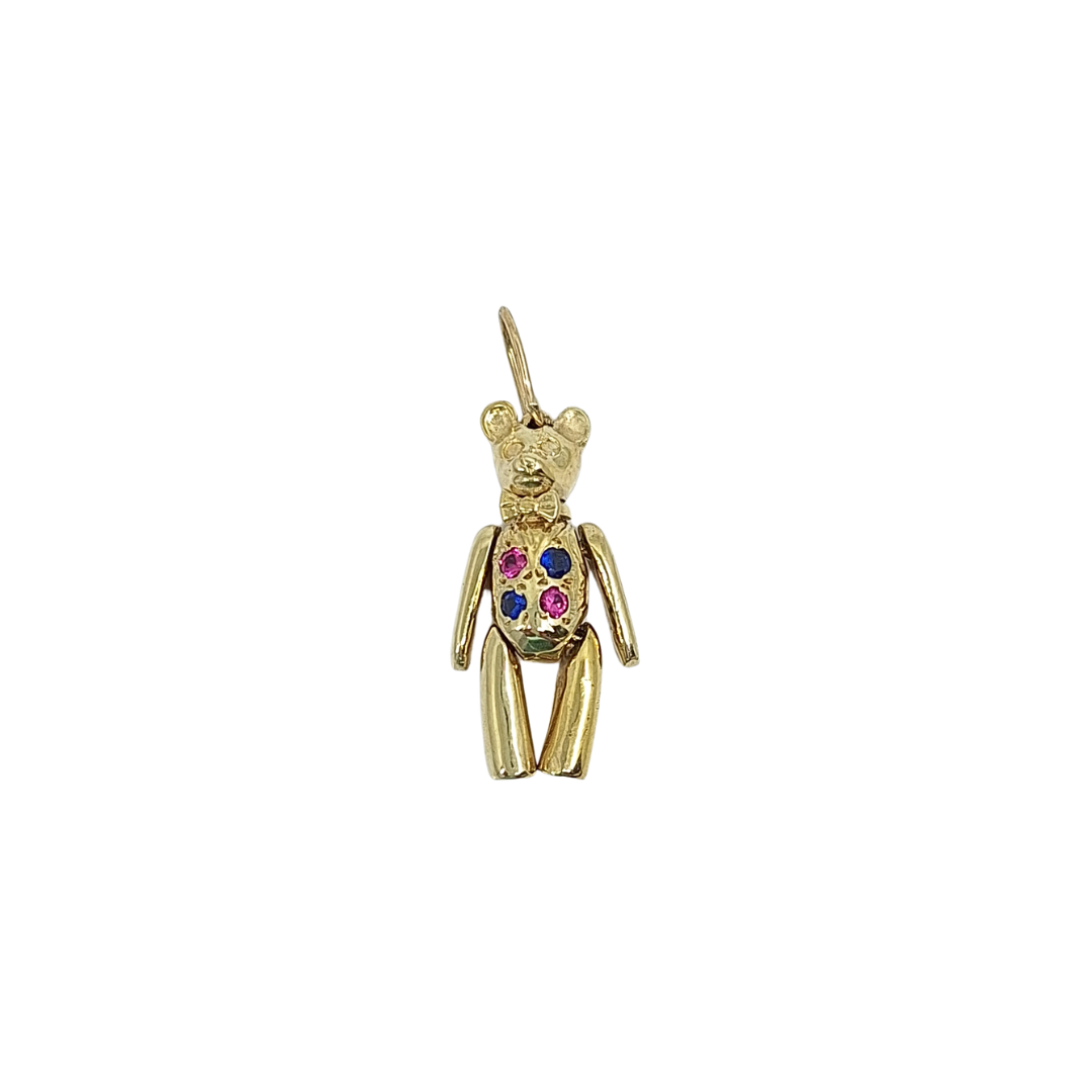 9ct Yellow Gold CZ Teddy Pendant