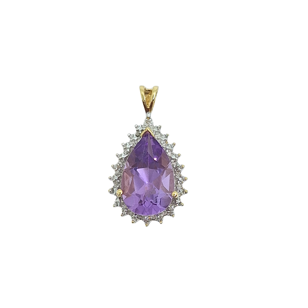 9ct Yellow Gold Amethyst Pendant