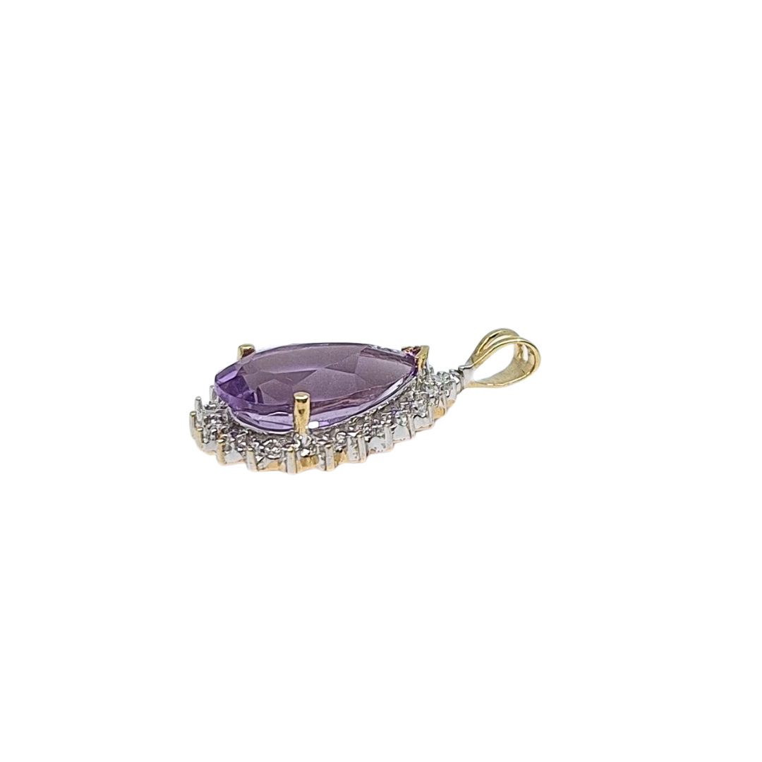 9ct Yellow Gold Amethyst Pendant