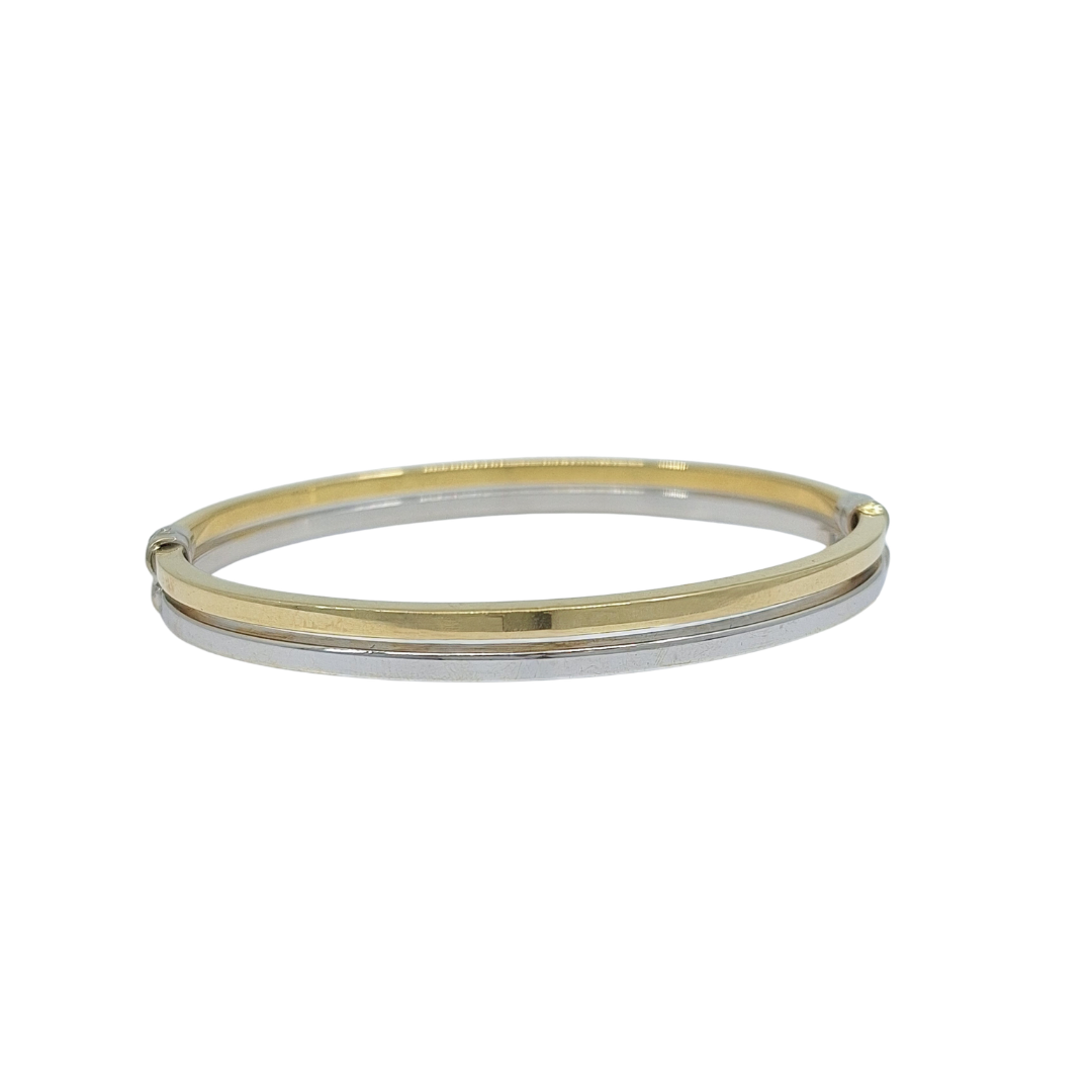 9ct Two Colour Gold Hinged Bangle