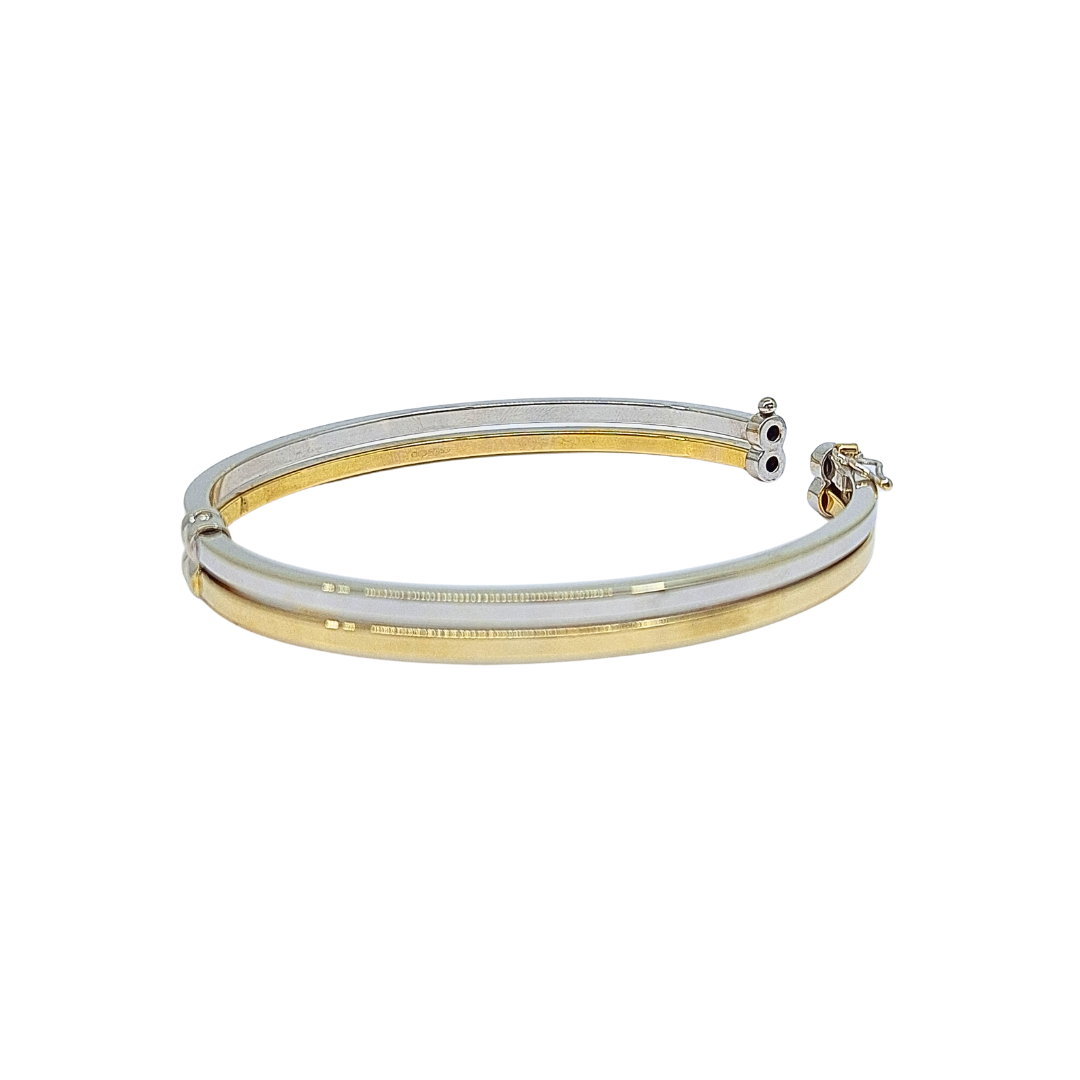 9ct Two Colour Gold Hinged Bangle
