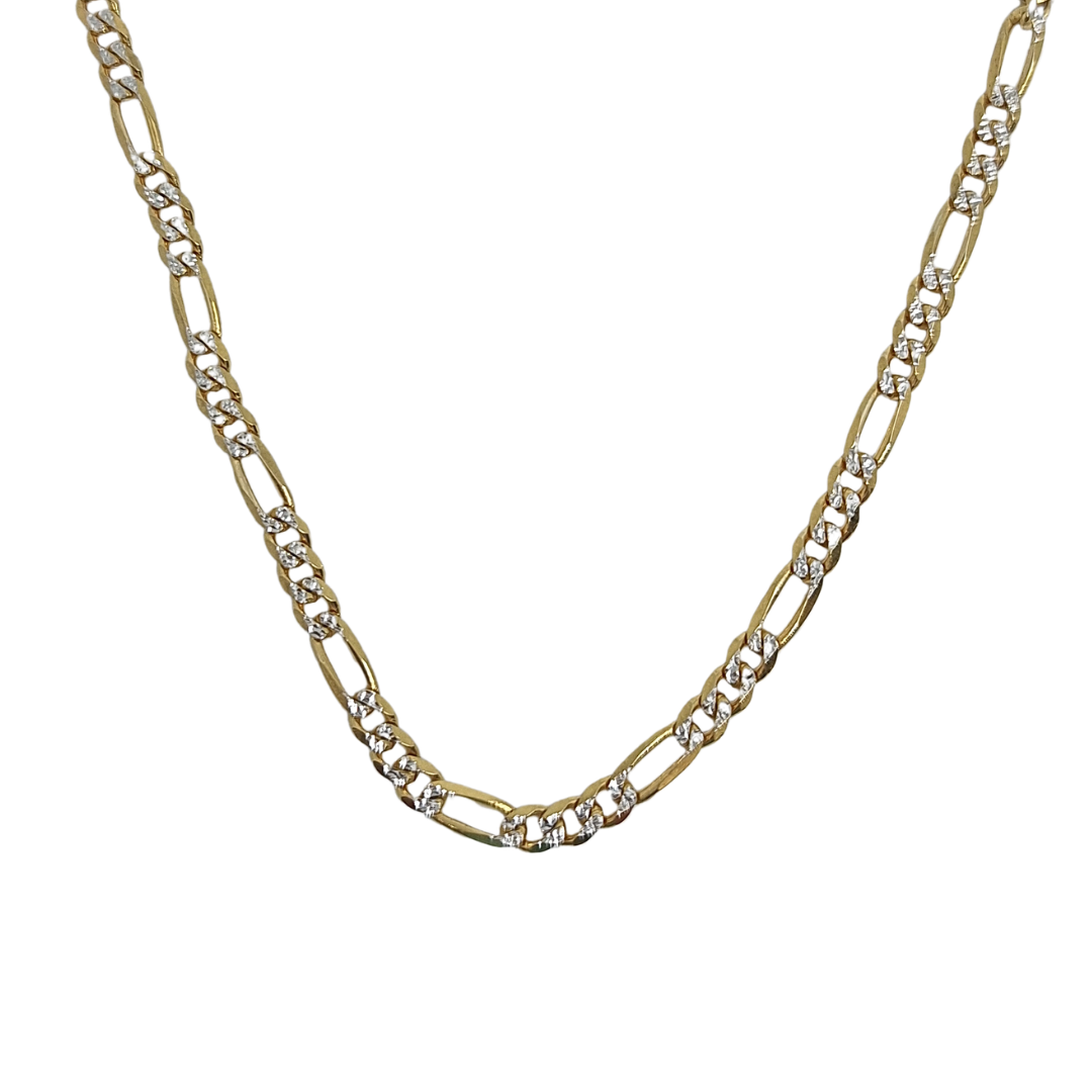 9ct Two Colour Gold Figaro Chain 16"
