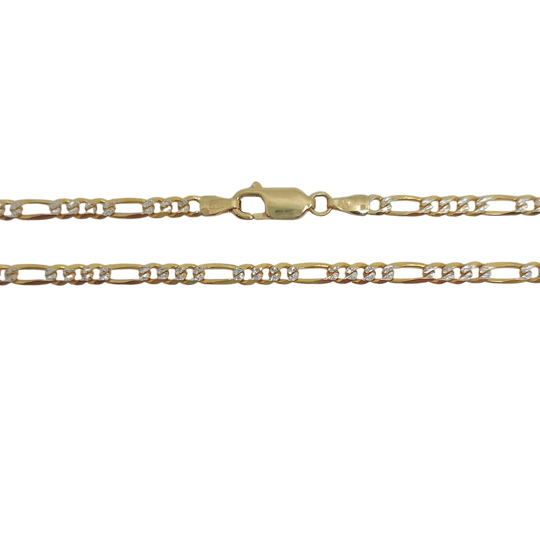 9ct Two Colour Gold Figaro Chain 16"