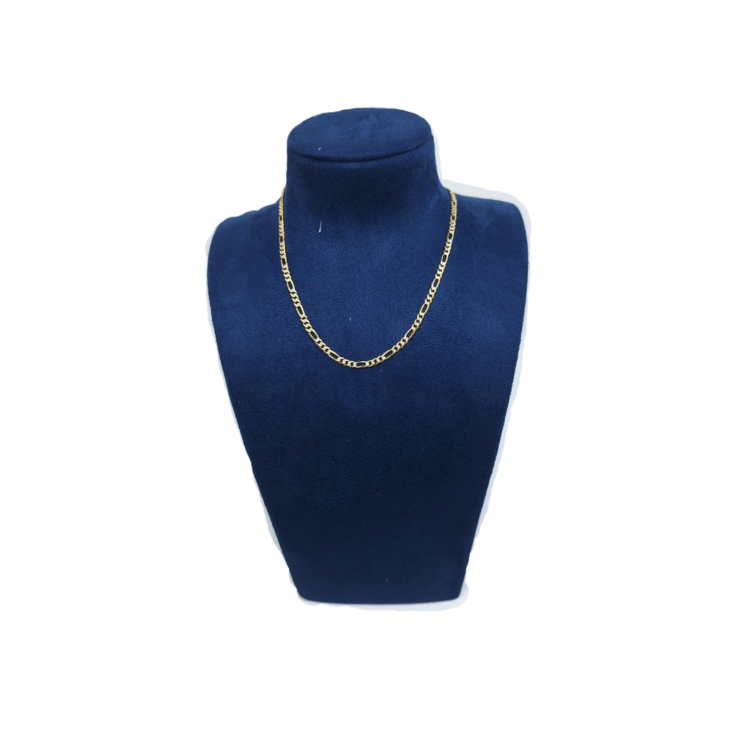 9ct Two Colour Gold Figaro Chain 16"