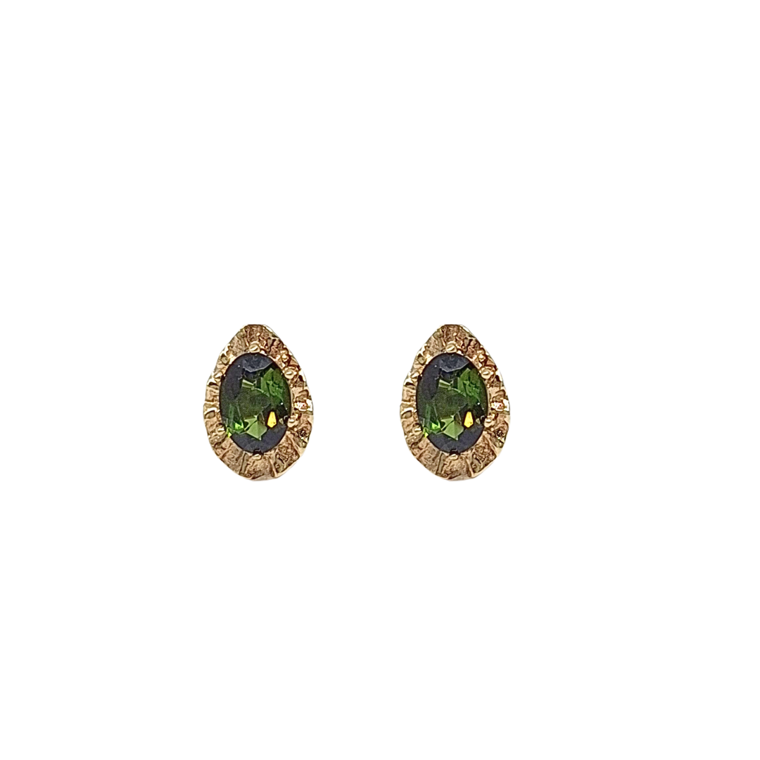 9ct Yellow Gold Tourmaline Stud Earrings