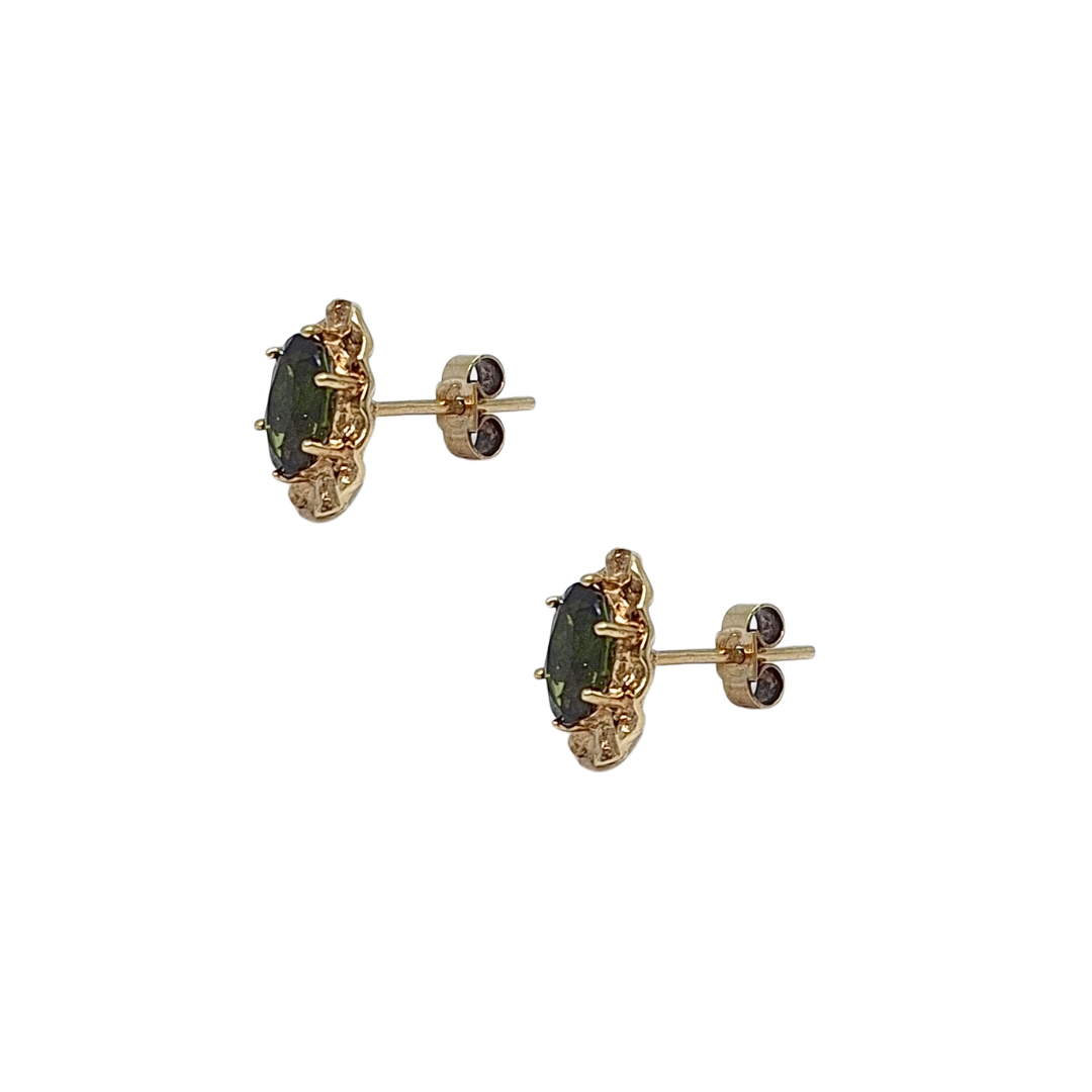9ct Yellow Gold Tourmaline Stud Earrings