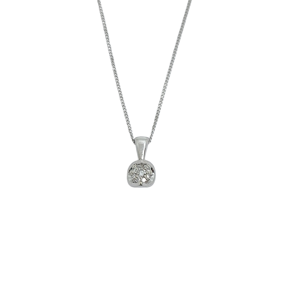 9ct White Gold Illusion Set Diamond Pendant 0.05ct
