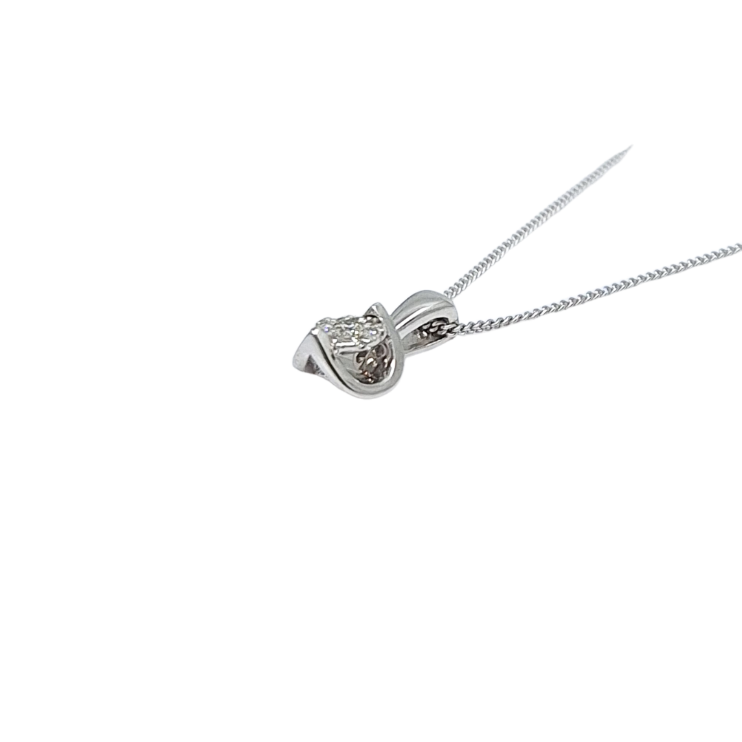 9ct White Gold Illusion Set Diamond Pendant 0.05ct