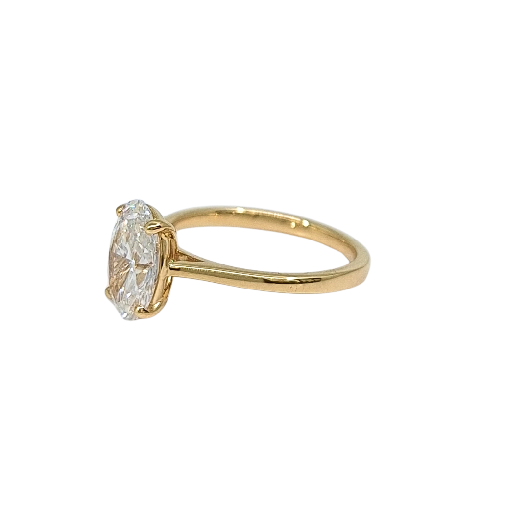 18ct Yellow Gold Lab Grown Oval Diamond Solitaire Ring 2ct