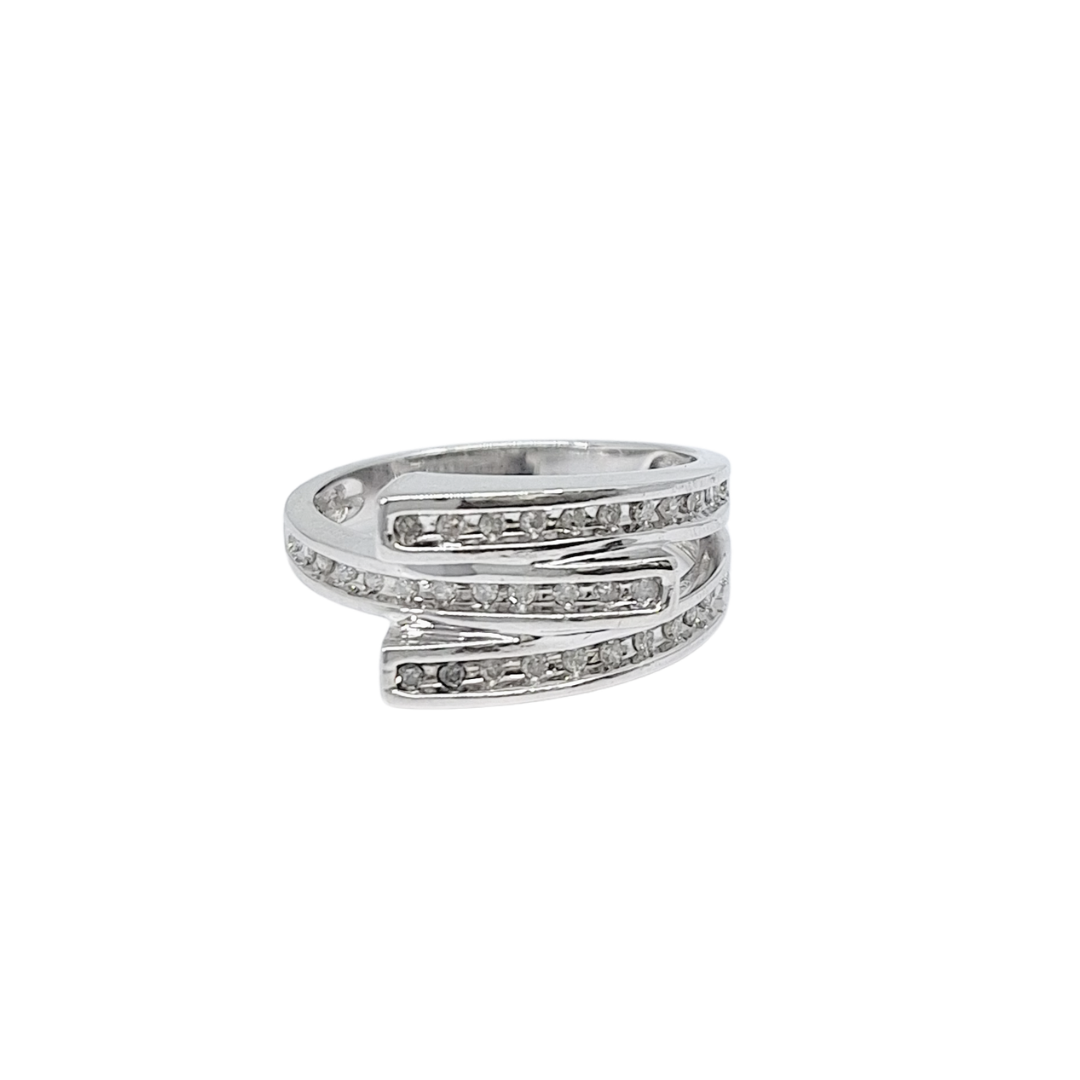9ct White Gold Diamond Crossover Band Ring 0.20ct