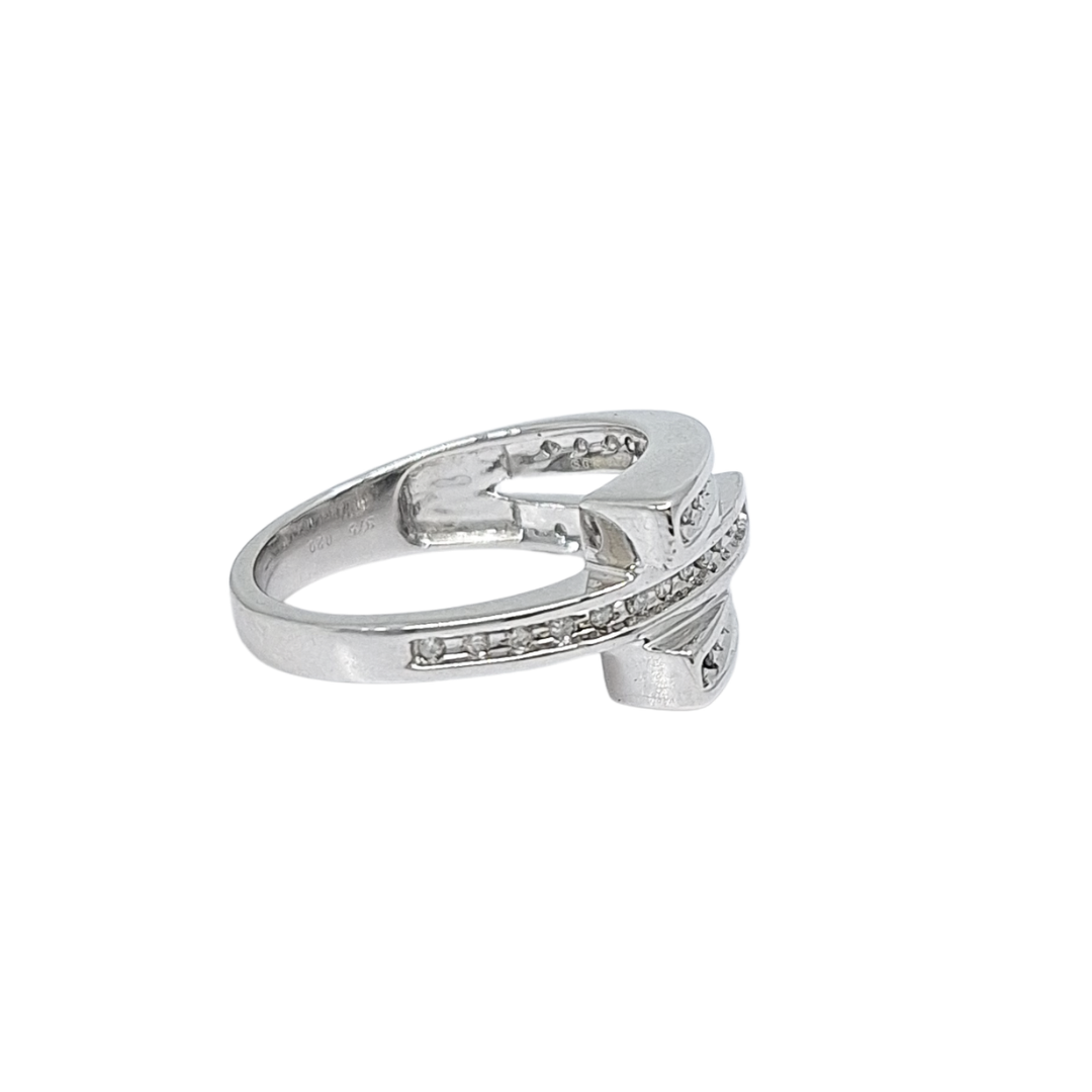9ct White Gold Diamond Crossover Band Ring 0.20ct