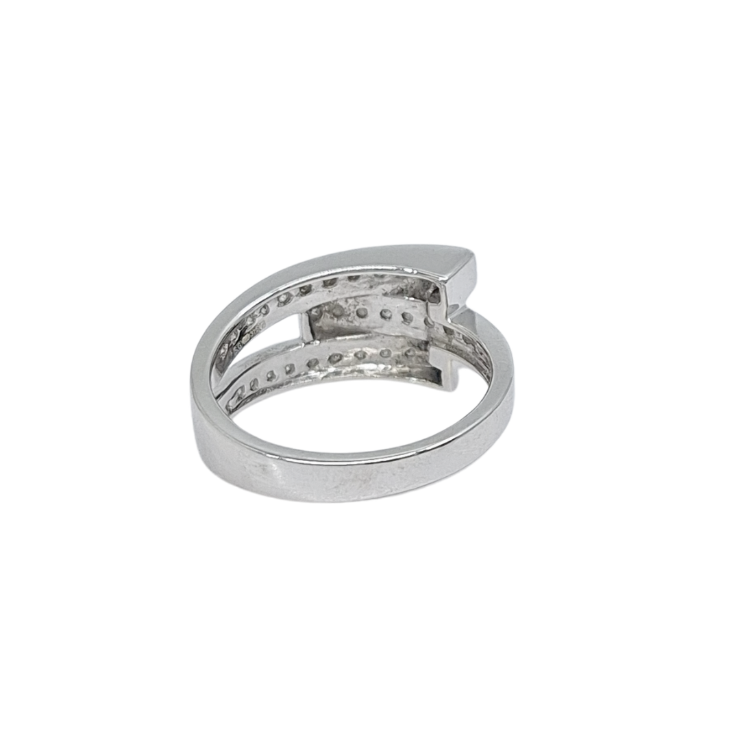 9ct White Gold Diamond Crossover Band Ring 0.20ct