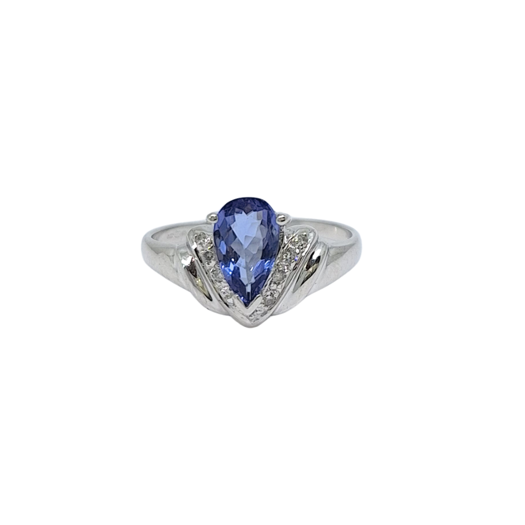 9ct White Gold Tanzanite & Diamond Ring