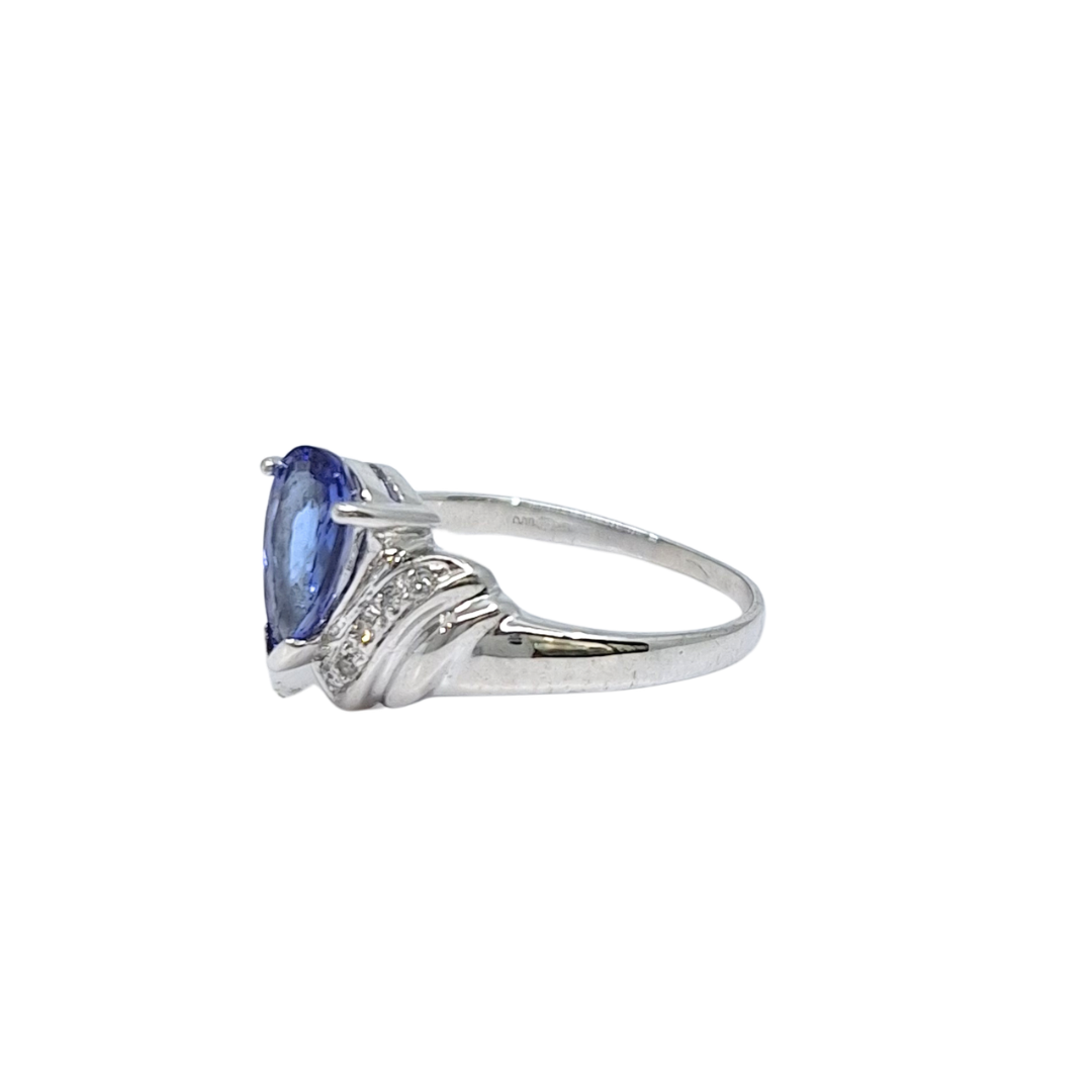 9ct White Gold Tanzanite & Diamond Ring
