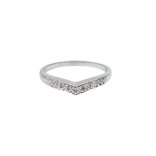 9ct White Gold Diamond Wishbone Ring 0.05ct