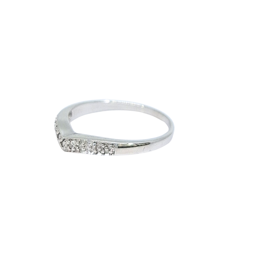 9ct White Gold Diamond Wishbone Ring 0.05ct