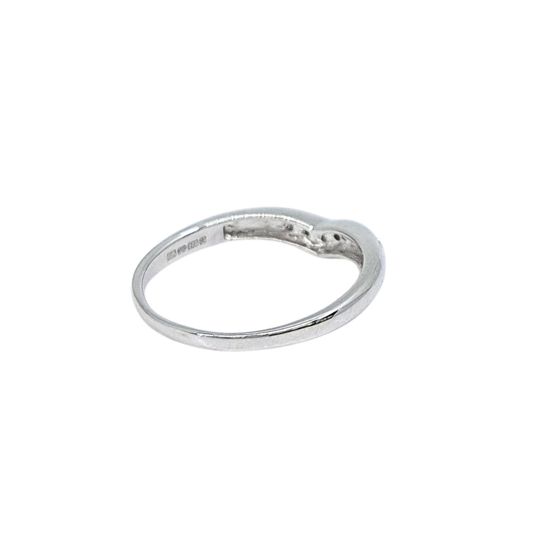 9ct White Gold Diamond Wishbone Ring 0.05ct