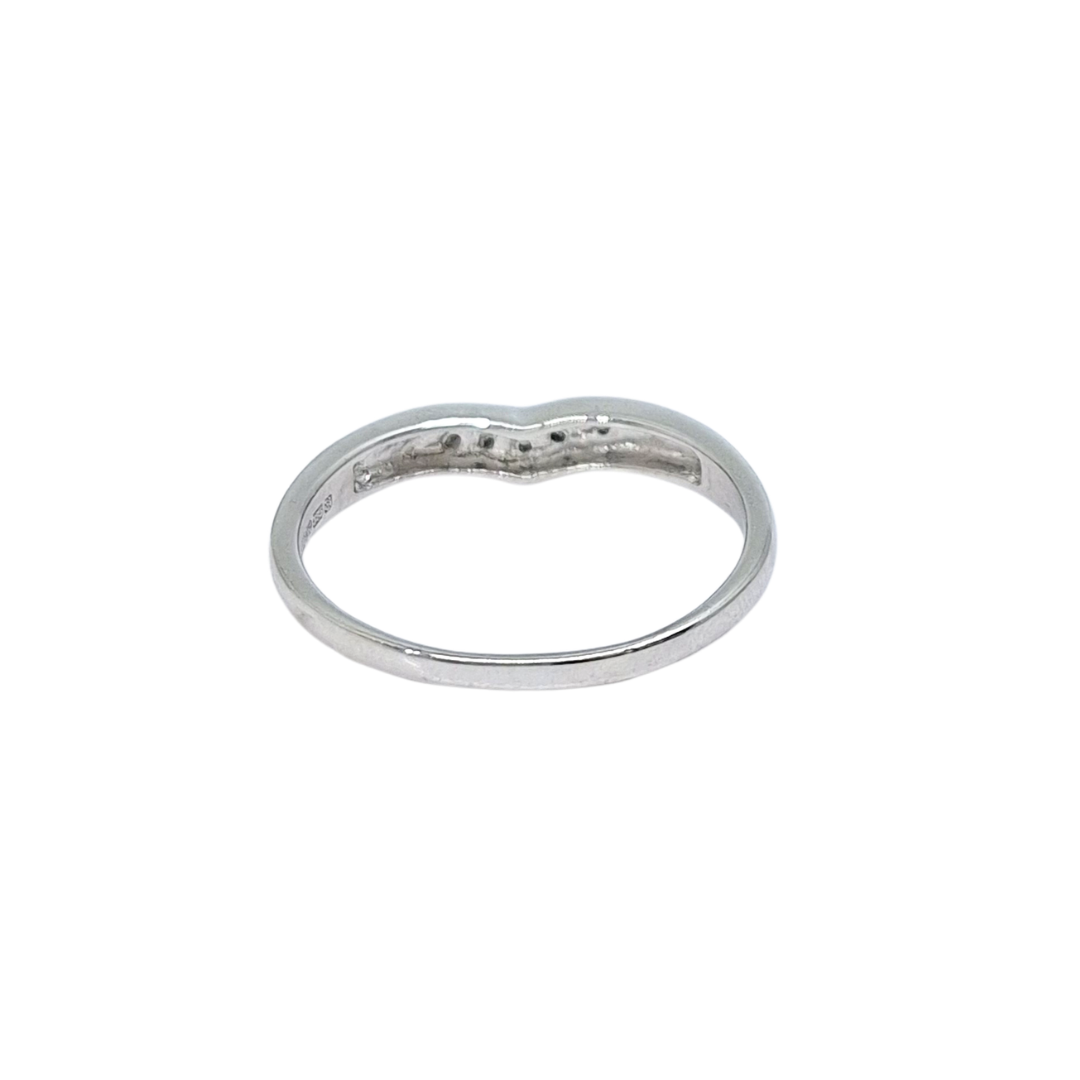 9ct White Gold Diamond Wishbone Ring 0.05ct