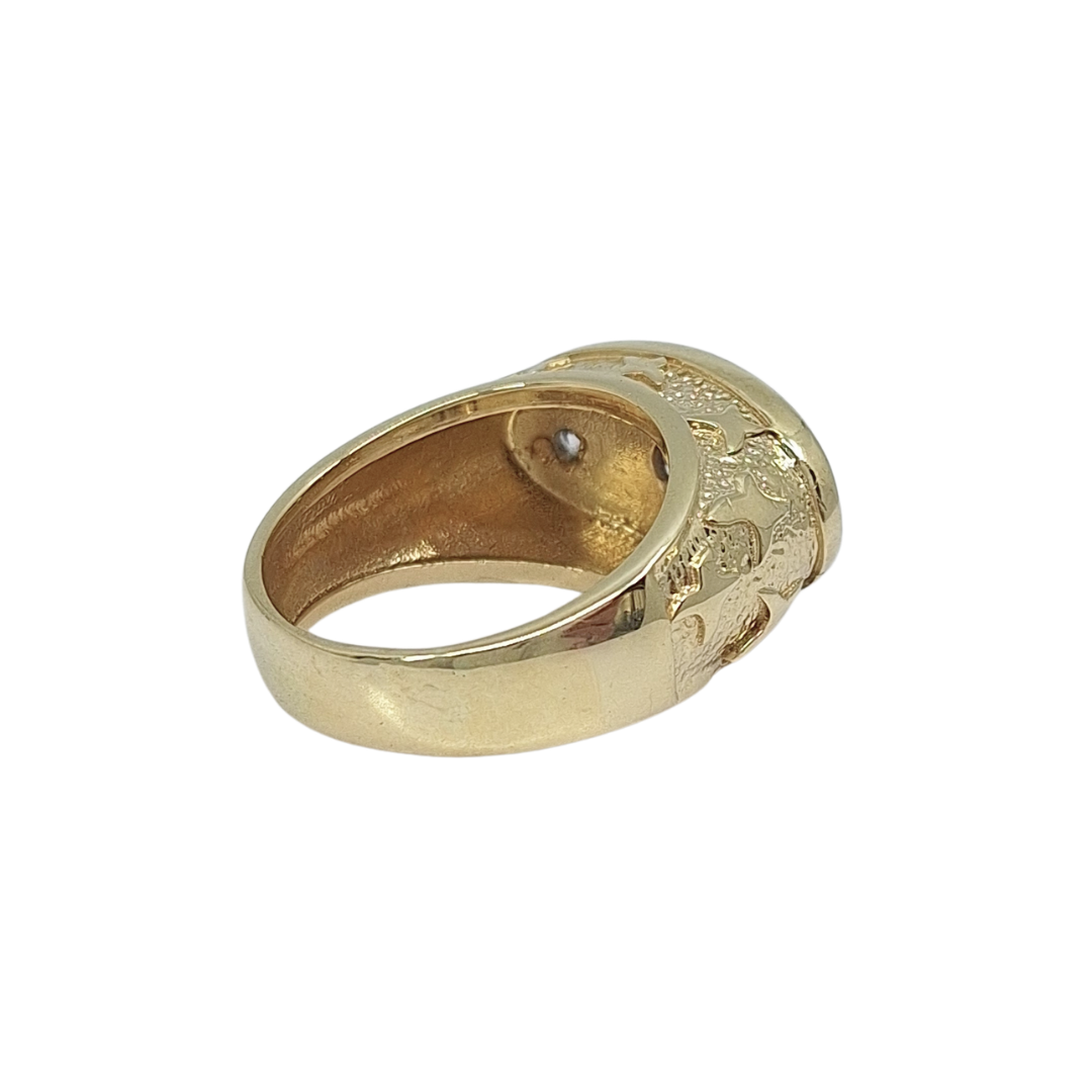 9ct Yellow Gold Three Stone CZ Gents Ring