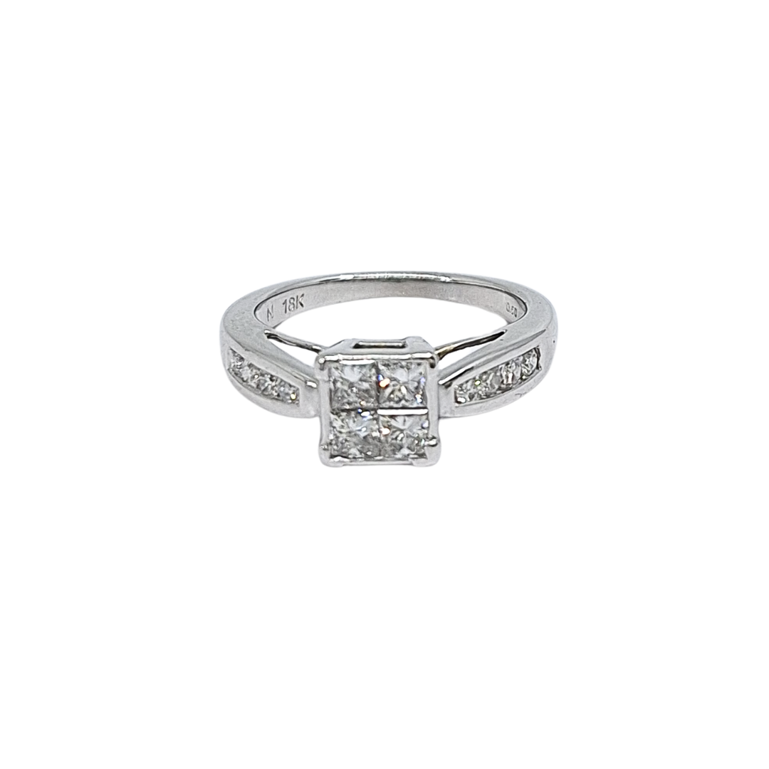 18ct White Gold Diamond Tile Set Ring 0.60ct