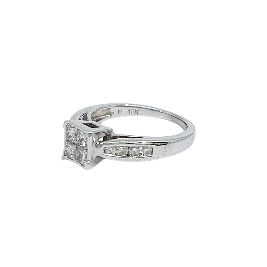 18ct White Gold Diamond Tile Set Ring 0.60ct