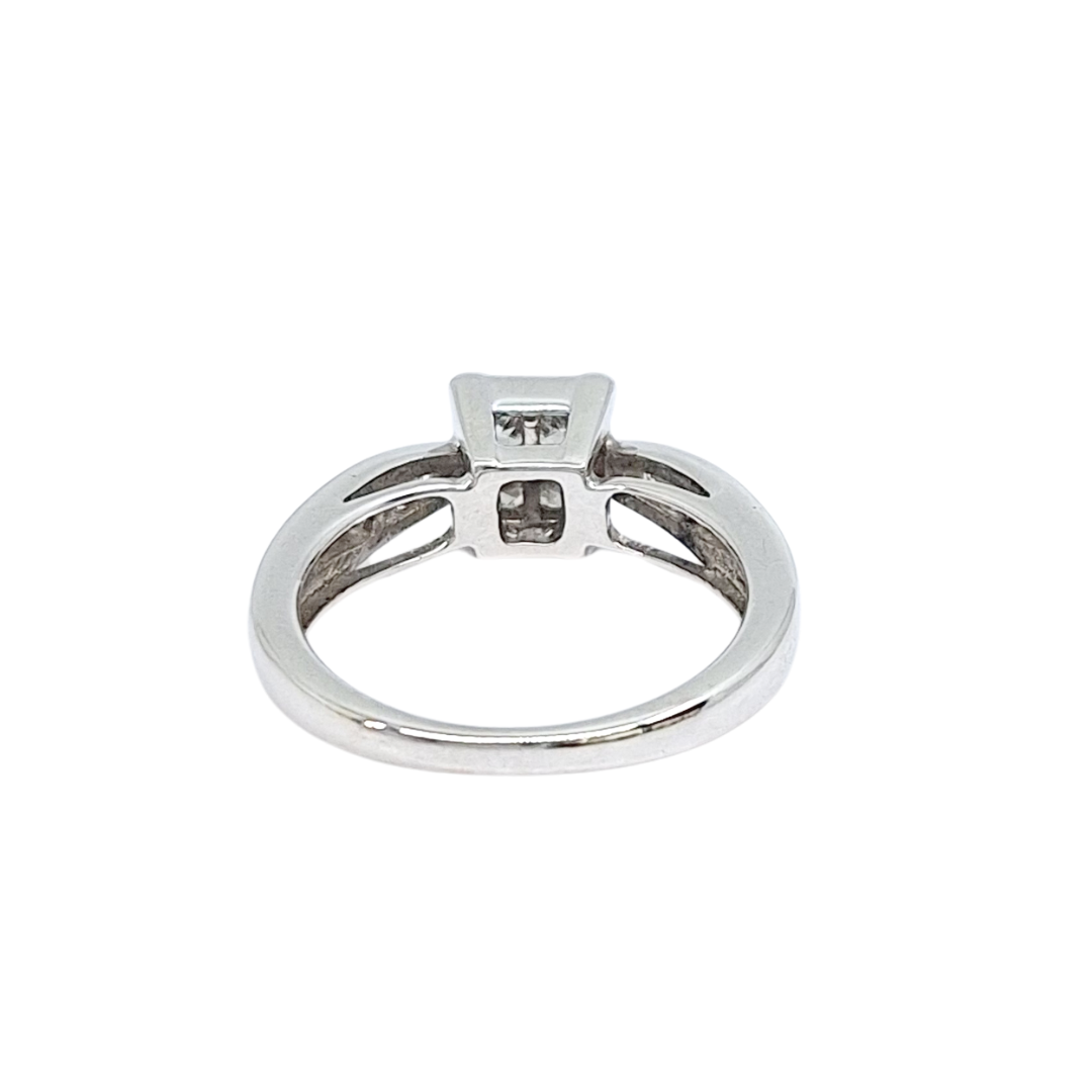 18ct White Gold Diamond Tile Set Ring 0.60ct