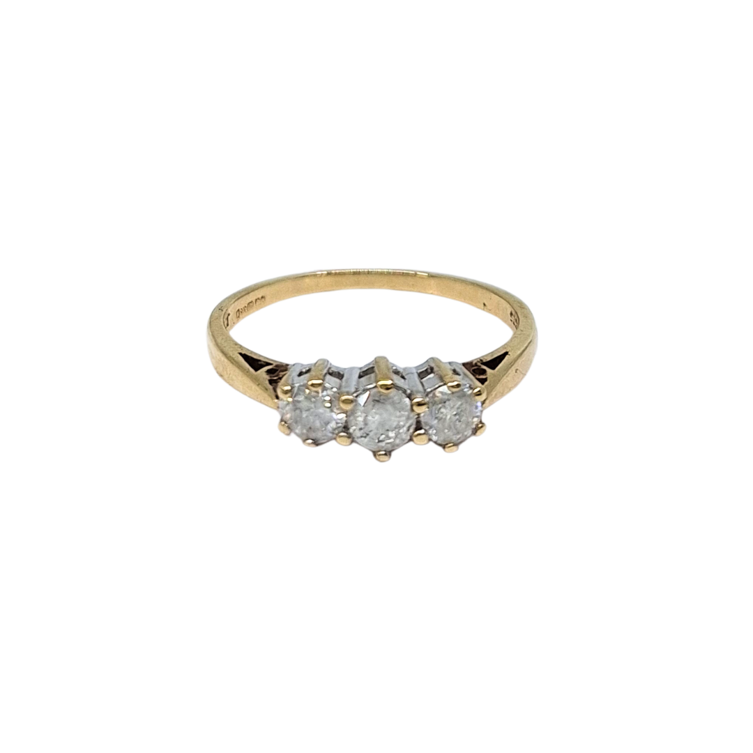 9ct Yellow Gold Three Stone Diamond Ring 0.50ct