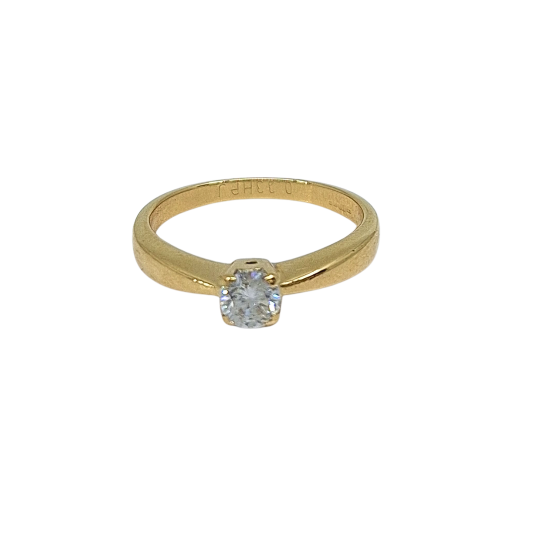 18ct Yellow Gold Diamond Solitaire Ring 0.33ct
