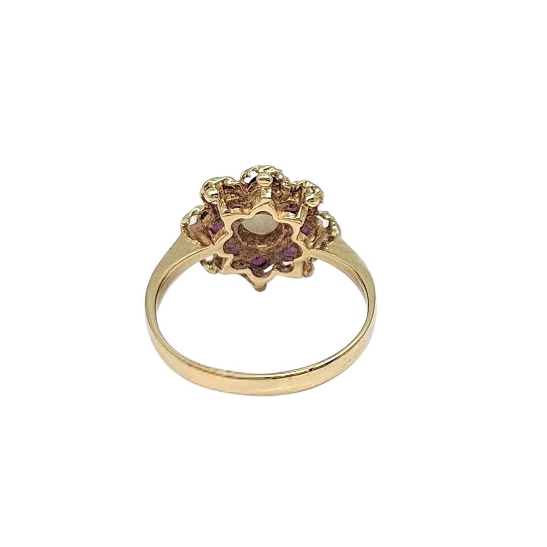 9ct Yellow Gold Garnet & Opal Cluster Ring