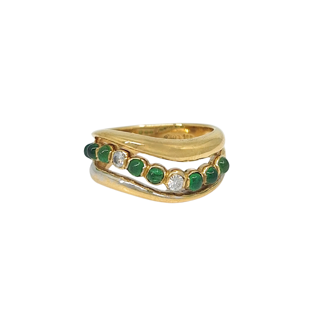 18ct Yellow Gold Emerald & Diamond Band Ring