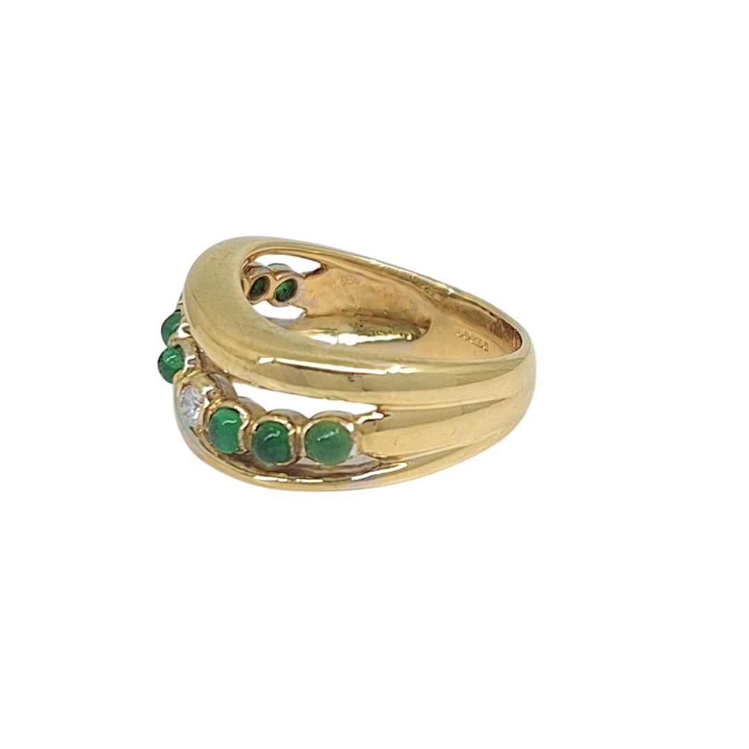 18ct Yellow Gold Emerald & Diamond Band Ring