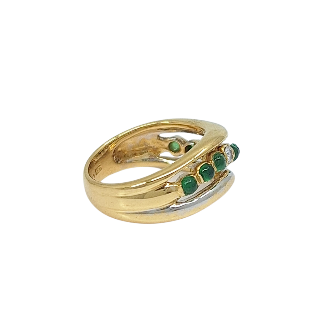 18ct Yellow Gold Emerald & Diamond Band Ring