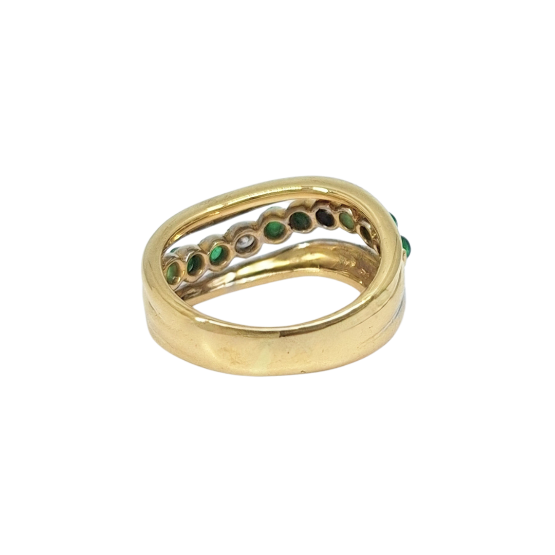 18ct Yellow Gold Emerald & Diamond Band Ring