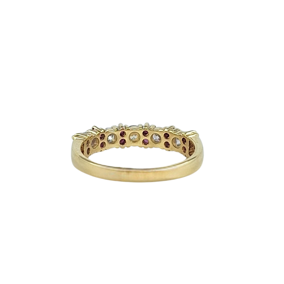 9ct Yellow Gold Red & White CZ Ring