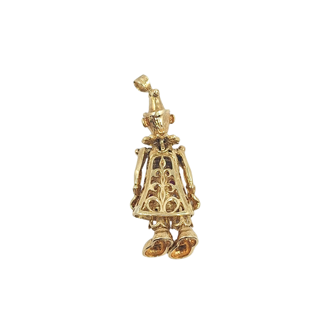 9ct Yellow Gold CZ Clown Pendant