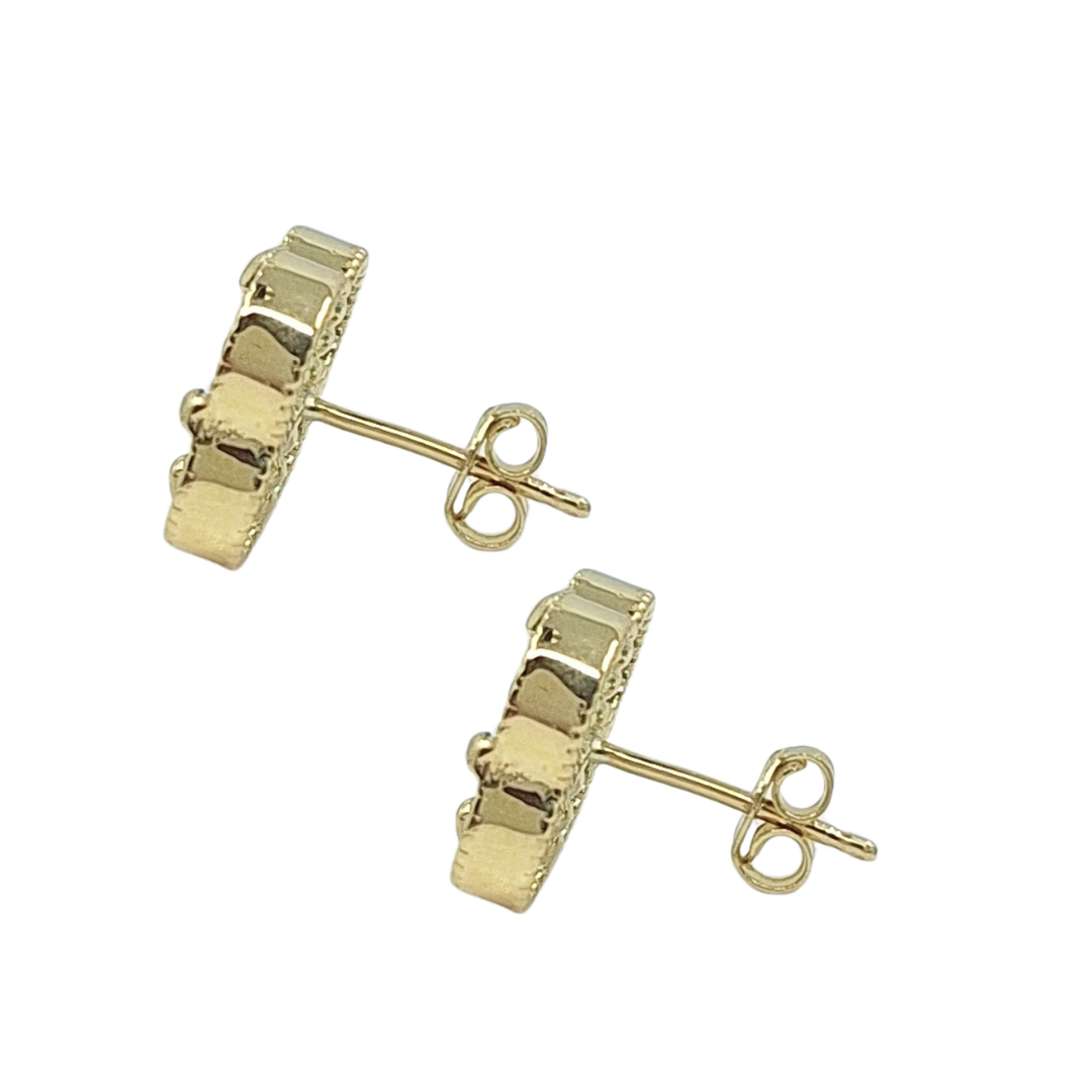 9ct Yellow Gold Blue Clover Stud Earrings