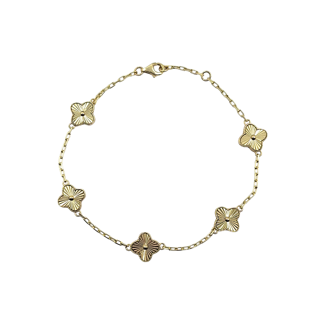 9ct Yellow Gold Clover Bracelet 7.5"