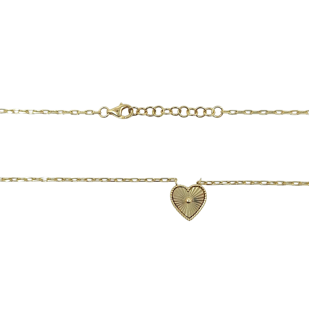 9ct Yellow Gold Heart Pendant 18"