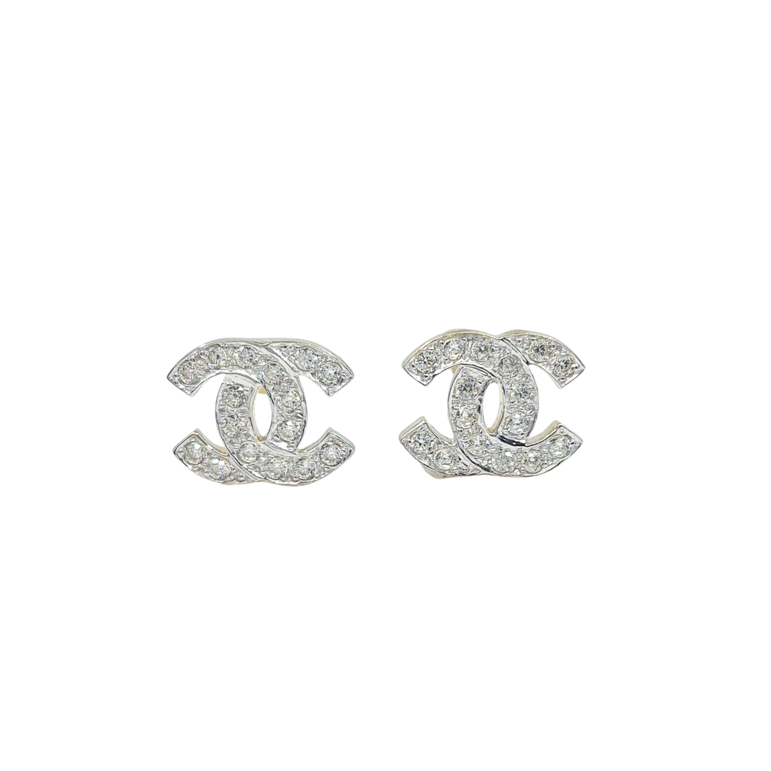 9ct Yellow Gold CC CZ Stud Earrings