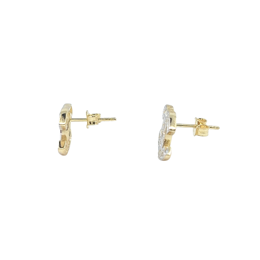 9ct Yellow Gold CC CZ Stud Earrings