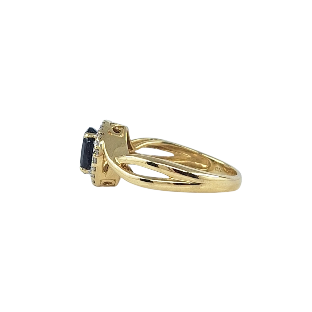 9ct Yellow Gold Sapphire & Diamond Cluster Ring