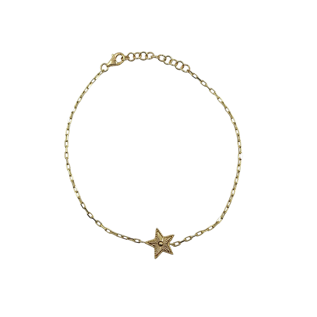 9ct Yellow Gold Star Bracelet 7.5"