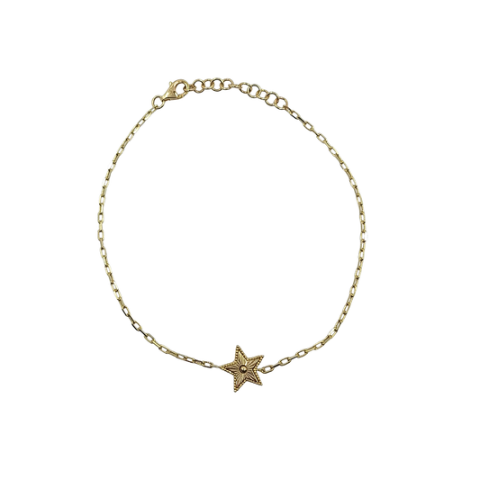 9ct Yellow Gold Star Bracelet 7.5"