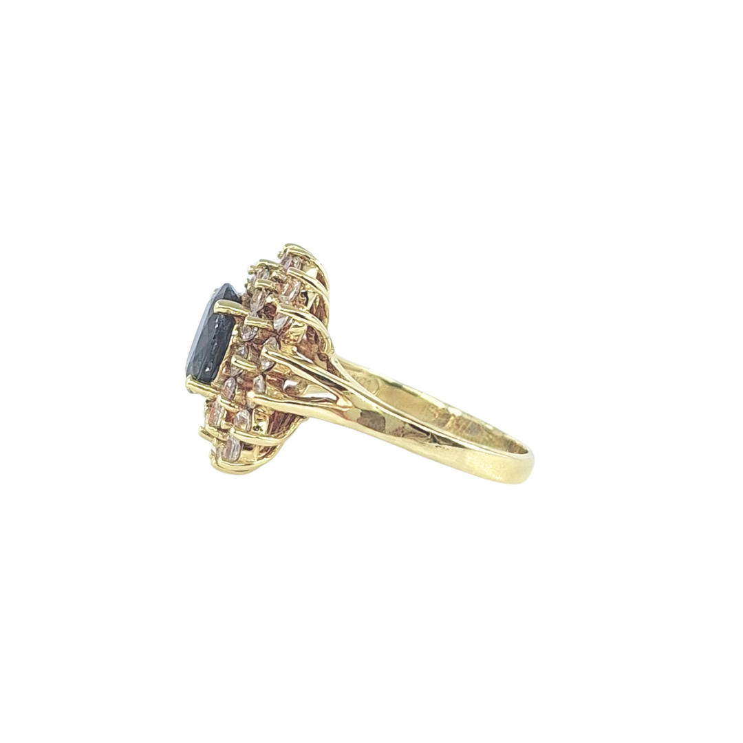 18ct Yellow Gold Sapphire & Diamond Cluster Ring