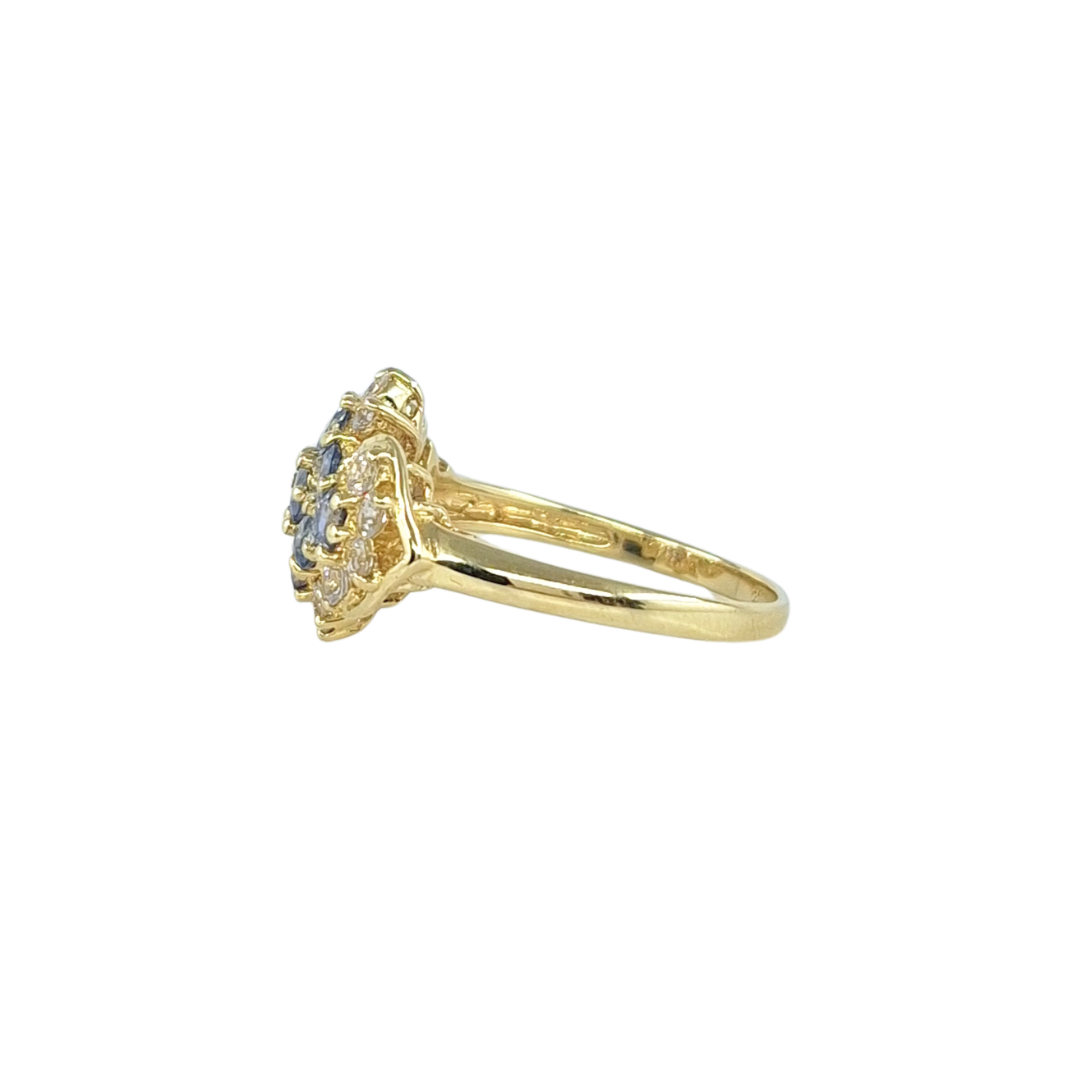 14ct Yellow Gold Tanzanite Cluster Ring